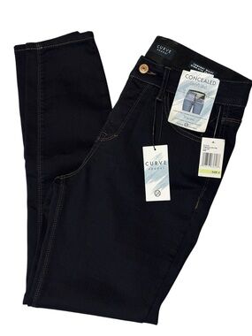 CURVE APPEAL Dark Wash Comfort Waist High Rise Skinny Jeans Size 6